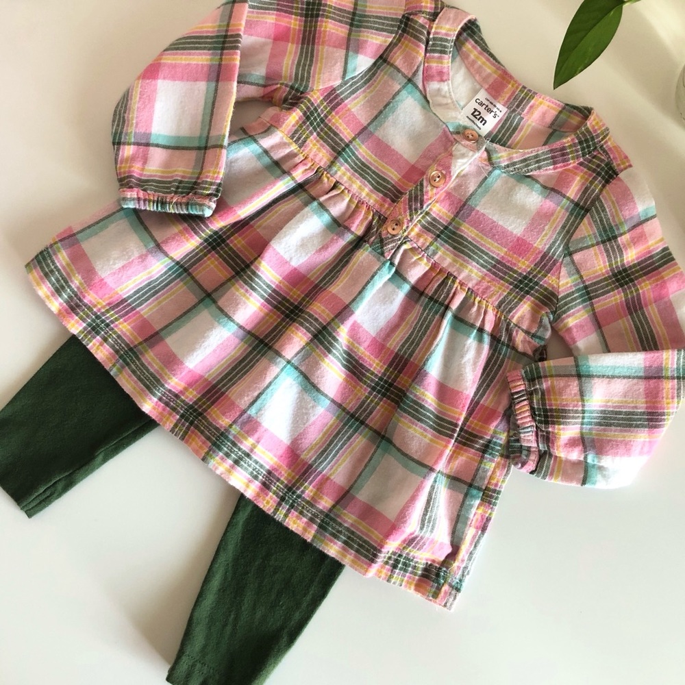 Carter’s 2 Piece Plaid Tunic and Leggings Outfit